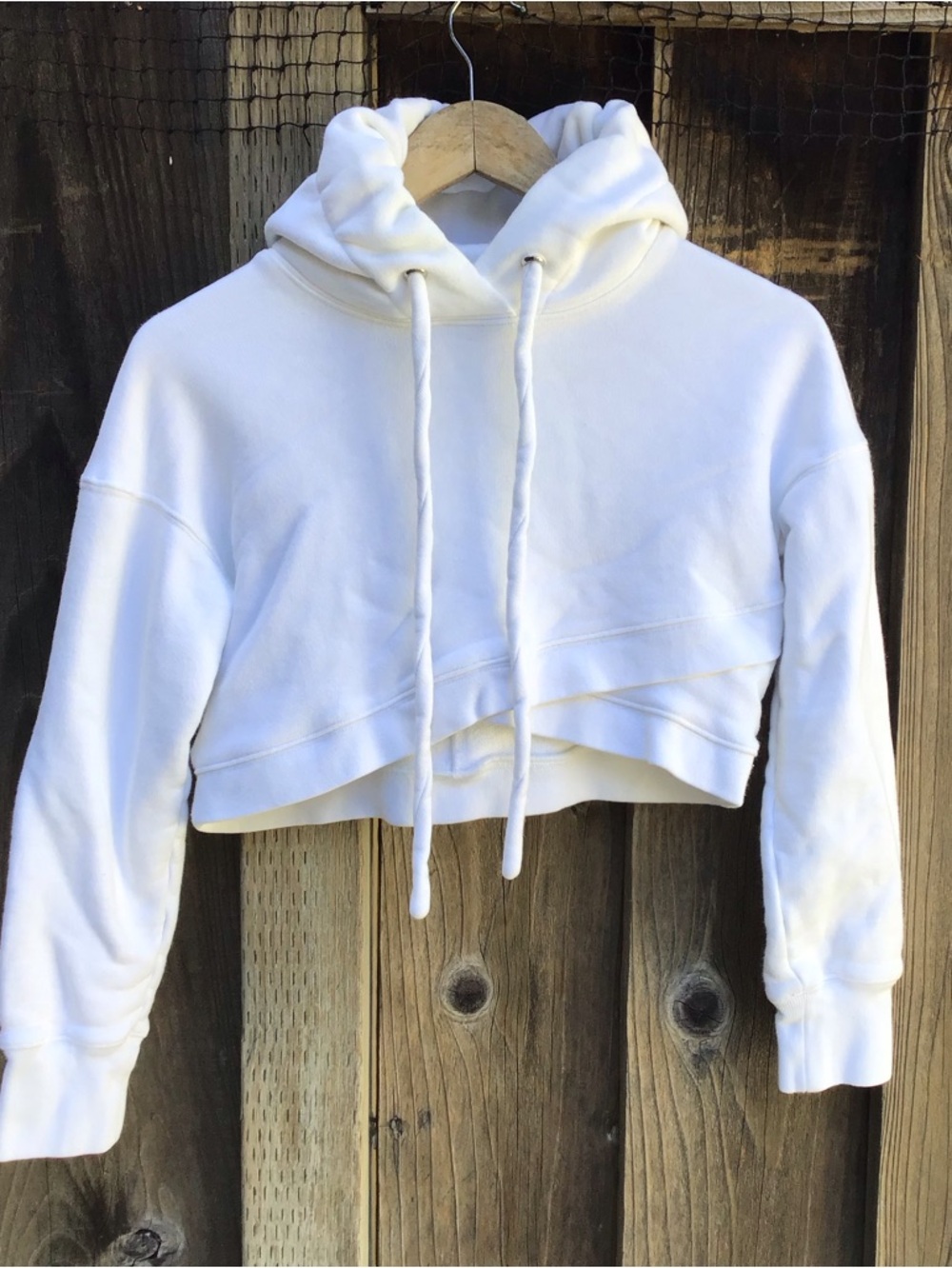 A.L.C Cropped Hoodie White Pullover Sweatshirt Womens XS Cotton USA Made